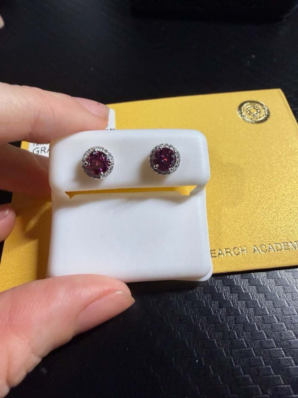 GRA 925 Sterling Silver 1.22ctw VVS Pink Tourmaline Halo Stud Earrings